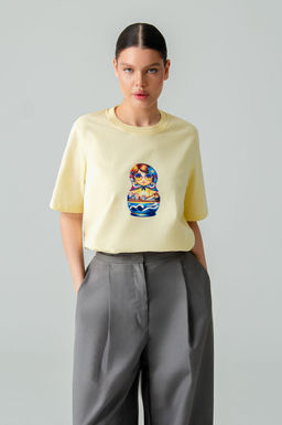 Арт. 3-1157 Футболка женская 44-50 (4 шт) Цвет:бежевый - Калинка фото 10