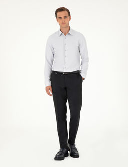 Рубашка Pierre Cardin Slim Fit серая с длинным рукавом