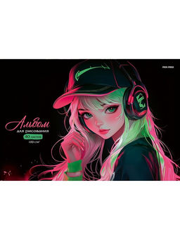 Альбом для рисования Prof-Press А4 40л. на скрепке "Девушка в наушниках -3" (40-7726) обложка картон