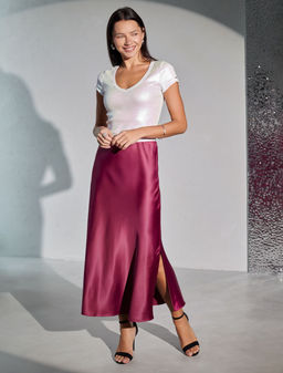 Футболка облегающая из хлопка в рубчик с V вырезом и матовым покрытием металлик - Vilatte фото 4