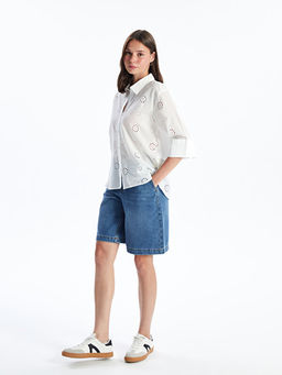Beli Kemerli Bermuda Fit Kad?n Jean ?ort