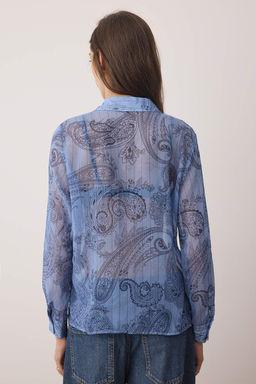 Mavi Sal Desenli Astars?z Yoryo Sifon Gomlek TWOAW26GO00063 - Trendyolmilla фото 4