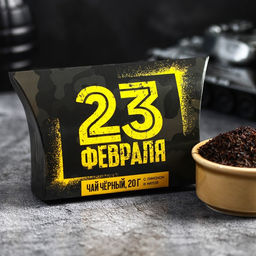 Цена за 2 шт. Чай подарочный чёрный 23 февраля, вкус: лимон, 20 г