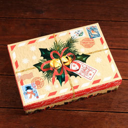 Цена за 5 шт. Коробка сборная крышка-дно, Новогодняя почта, 21 х 15 х 5,7 см - Simaland фото 2