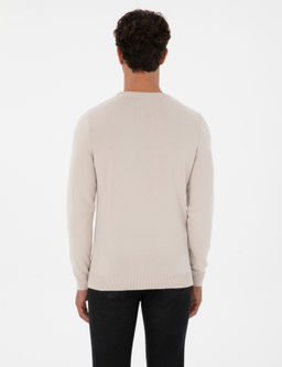 Krem Slim Fit Bisiklet Yaka Basic Triko Kazak - Pierre cardin фото 5