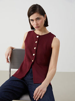 Bisiklet Yaka Kad?n Triko Yelek