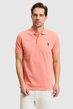 Erkek Slim Fit Polo Yaka Somon Basic Ti__rt