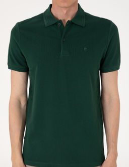 Koyu Ye_il Slim Fit Basic Ti__rt - Pierre cardin фото 6