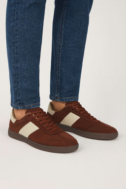 Kahverengi Suet Retro Bagc?kl? Erkek Spor Ayakkab? TAKAW26SN00024