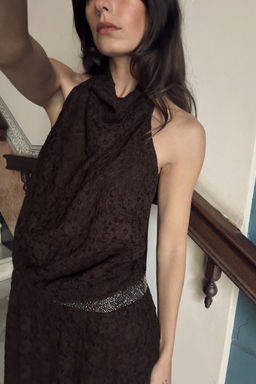 HALTERNECK LACE DRESS WITH SPARKLES - Zara фото 9