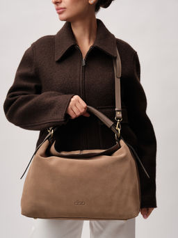 Замшевая сумка Andrea DBR 31374 серо-коричневый  фото 11