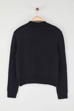 Wardrobe Essentials Lacivert Alpaka Yunu Kar?s?ml? Premium/Ozel Iplik Triko Kazak | TWOAW26KZ00002