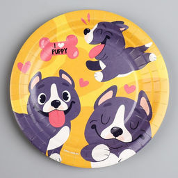 Цена за 10 шт. Тарелка бумажная Щенята, 18 см - Страна карнавалия фото 2