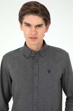 Мужская базовая рубашка антрацитового цвета с длинным рукавом Неожиданная скидка в корзине - U.s. polo assn фото 2