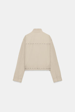 CHAQUETA EFECTO LAVADO TACHAS / Beige claro - Zara фото 4