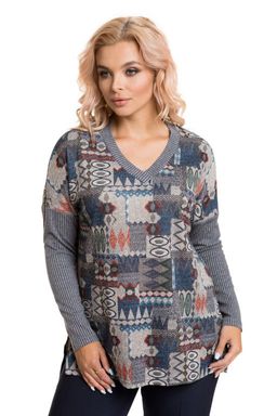 Пуловер 724 серый-коралл - Novita фото 5