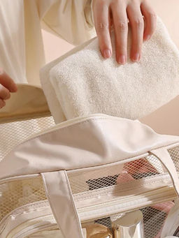 Kristaller Сумка-косметичка унисекс прозрачная с отделением для обуви, бежевый фото 2