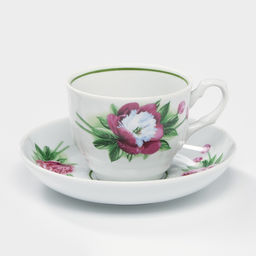 Чайная пара «Пион», 250 мл, блюдце d=15 см, фарфор