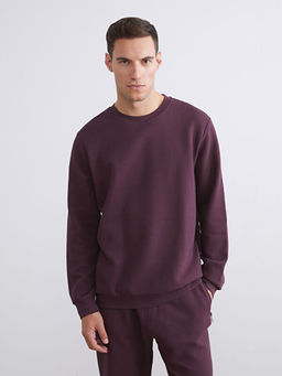 Bisiklet Yaka Dokulu Erkek Sweatshirt