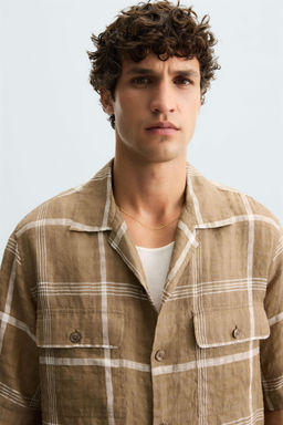 CHECKED LINEN/COTTON SHIRT - Zara фото 13