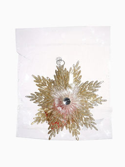 Цена за 2 шт. Ёлочная игрушка Зимнее волшебство. Снежинка - звёздная сияние, 1313.5 см, золото фото 12