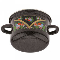 "Красава" Кастрюля эмалированная 1,5л, форма цилиндрическая, металлическая крышка (Россия)