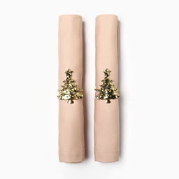 Набор салфеток сервировочных «Этель. Праздничный стол», 40×40 см - 2 шт., с декоративными кольцами, 100% хлопок