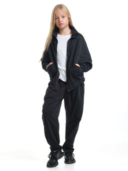 Спортивный костюм для девочки на молнии в школу UD 8023 черный - Mini maxi фото 8