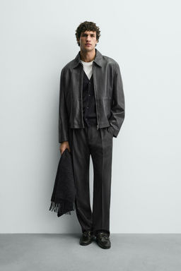 CROPPED FIT LEATHER JACKET