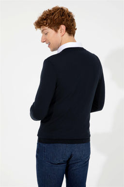 U. S. Polo Assn Мужской базовый трикотажный свитер темно-синего цвета с v-образным вырезом - U.s. polo assn фото 11