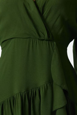 Trendyolmilla Koyu Yesil Duz Dokuma Elbise TWOAW24EL00550 фото 4