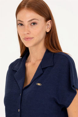 Женская темно-синяя трикотажная рубашка Неожиданная скидка в корзине - U.s. polo assn фото 2