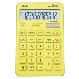 Калькулятор настольный полноразмер Deli Touch,12раз,дв.питание желт EM01551