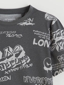 Bask?l? Erkek ?ocuk ?ortlu Pijama Tak?m?