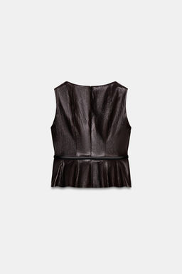 FAUX LEATHER BELTED TOP - Zara фото 17