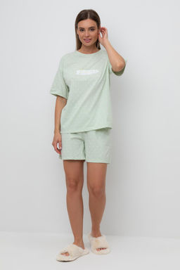 Е 20143/пастельно-зеленый,горошек пижама жен