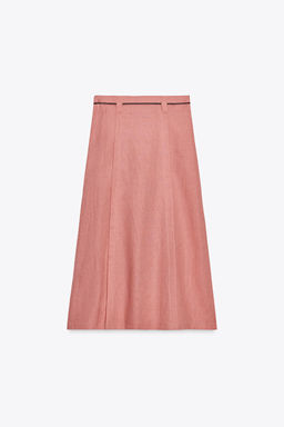 LINEN BLEND MIDI SKIRT WITH BELT - Zara фото 6