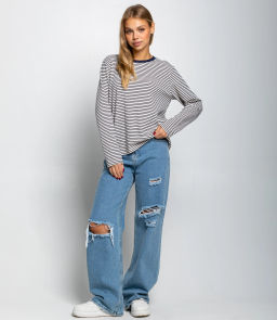 Лонгслив #КТ8013 (4), синий,белый