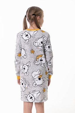 Сорочка с длинным рукавом начес М225110сж серый/желтый