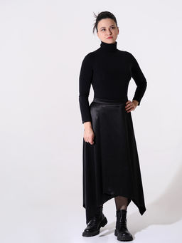 Юбка черная атласная асимметричная - Almond фото 6