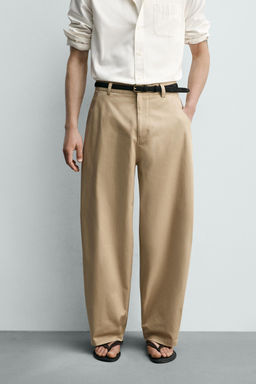 PANTAL?N WIDE FIT CROPPED / Beige - Zara фото 2