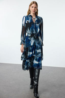 TRENDYOLMILLA Cok Renkli Boyundan Baglamal? Dokuma K?sl?k Elbise TWOAW21EL1448  фото 2