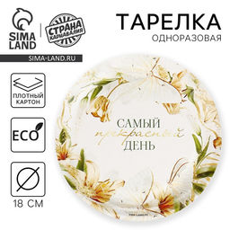 Цена за 10 шт. Тарелка одноразовая бумажная «Самый прекрасный день», 18 см