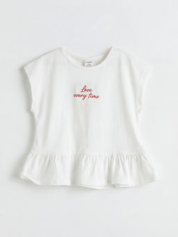 Bisiklet Yaka Nak??l? K?z ?ocuk F?rf?rl? Ti??rt