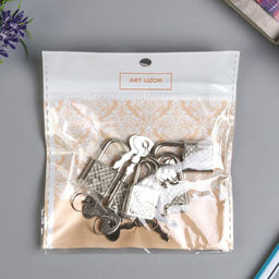 Цена за 5 шт. Замок навесной металл для шкатулок с ключом 3,3х1,9 см