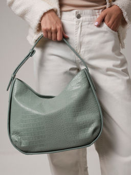 Сумка кожаная тоут Deboro 30422 серо-зеленый