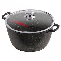 Кастрюля с антипригарным покрытием 10л, д32см "Гранит", h16см, s0,4см, литые ручки, стеклянная крышка с пароотводом, форма "Классик волна", подарочная упаковка (Россия)