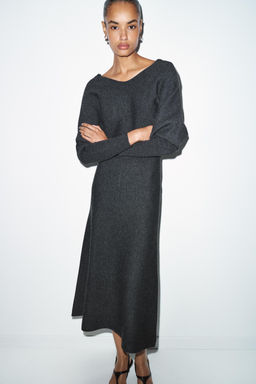V-NECK KNIT MIDI DRESS - Zara фото 12