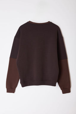 TRENDYOL MAN Lacivert Oversize/Genis Kesim Renk Bloklu Ici Polarl? Basic Sweatshirt TMNAW25SW00013 - Trendyolmilla фото 9