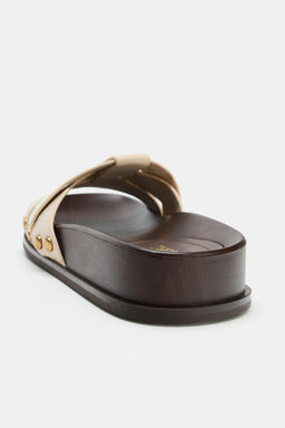 SANDALIA PLANA PIEL CRUZADA / Blanco Crudo - Zara фото 6